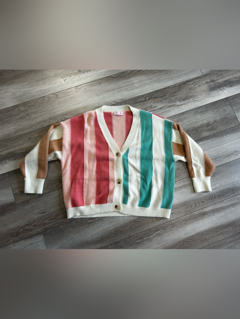 Pink Lily Striped Cardigan, NWOT